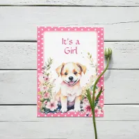 Puppy Dog in Flowers Girl's Baby Shower Invitation