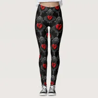 Red Goth Heart Leggings