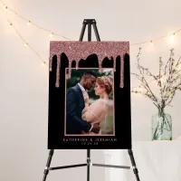 Black Rose Gold Glitter Photo Wedding Welcome Foam Board