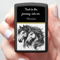 Majestic horses entwined in a graceful embrace zippo lighter