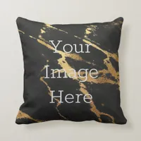 Create Your Own Metallic Gold & Black Faux Marble Throw Pillow