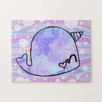 Pastel Watercolor Iridescent Narwhal Jigsaw Puzzle