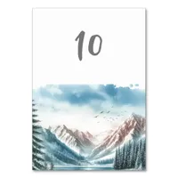 Winter Lake Wedding Table Number