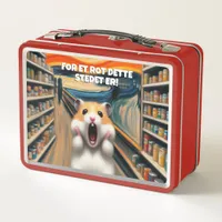 Funny Hamster Screams in the Style of Edvard Munch Metal Lunch Box