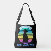 Does Your Dog Bury a Sock Too - Retro Sunset black Crossbody Bag