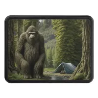 Huge Bigfoot sitting next to Tent in the Woods Hitch Cover