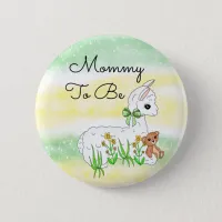 Mommy To Be Llama with Teddy Bear Button