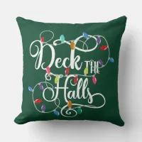 deck the halls holiday lights Christmas Throw Pillow