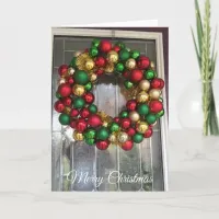 Pretty Christmas Door with Ornamental Wreath Card