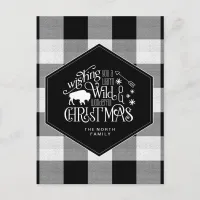 Wild Wonderful Christmas Black Buffalo Plaid ID604 Postcard