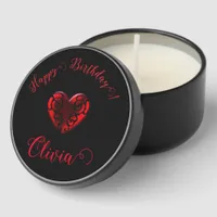 Filigree Goth Red Heart Personalized Mini Candle Favors