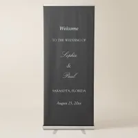 Elegant Black White Wedding Welcome Retractable Banner