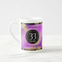 Elegant 33rd Amethyst Wedding Anniversary Bone China Mug