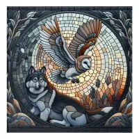 Owl and Wolf Mosaic Ai Art