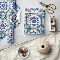 Ornate Moroccan Tile Pattern#4 Blue White ID1078 Wrapping Paper