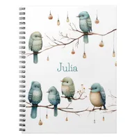 Whimsical Birds on Branches Timeless Elegance Notebook