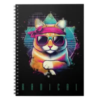 Retro Radical Cat with Bandana and Sunglasses Notebook