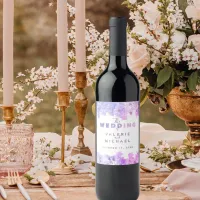 Modern Artistic Grunge Pink and Purple Wedding Wine Label