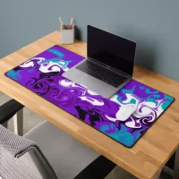 Purple, Black, White and Turquoise Fluid Art Desk Mat