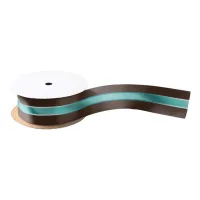 Chocolate Brown and Turquoise Stripe ID593 Satin Ribbon