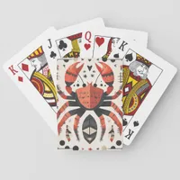 Geometric Red Crab Illustration Poker Cards