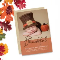 Thanksgiving Autumn Baby Birth Photo Announcement