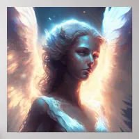 Mystical Blue Eyed Angel Poster
