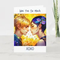 Cute Romantic Anime Couple Valentine's Day Card