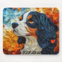 Colorful King Charles Paper Quilling Portrait Mouse Pad