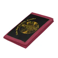 Serene Buddha Figure Reflecting on Tranquil Waters Trifold Wallet