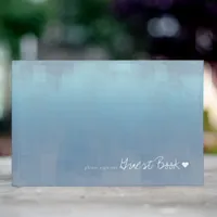 Watercolor Reflections Wedding Dusty Blue ID774 Guest Book