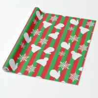 Red and Green Holiday Mittens and Christmas Hats Wrapping Paper