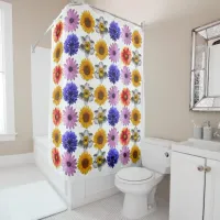 Cheerful Multicolor Flower Pattern Shower Curtain