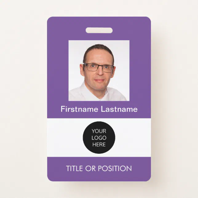 Thumbnail for Photo ID Purple Name Badge