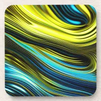 Blue and Gold Abstract Silk and Satin Rolls Beverage Coaster