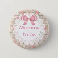 Mommy to be Tan and Pink Bow Baby Shower Button