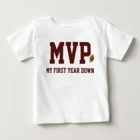 Football First Year Down 1st Birthday Baby T-Shirt