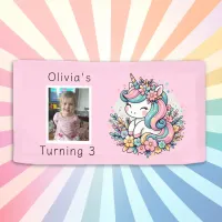 Personalized Pink Unicorn Girl's Birthday Banner