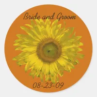 Sunflower on Orange Wedding Envelope Seals