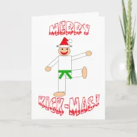 Martial Arts Green Belt Merry Kick-Mas Christmas Holiday Card