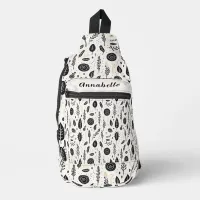 Boho Basic Black and White Print Sling Bag