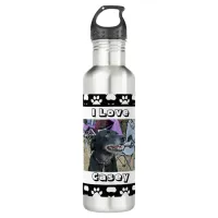 Customized Pet Photo and Paw Print Stainless Steel Water Bottle