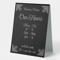 Stylish, Elegant Company Business Hours Table Tent Sign