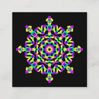 *~* Reiki Yoga Neon Geometric Mandala Healing Arts Square Business Card