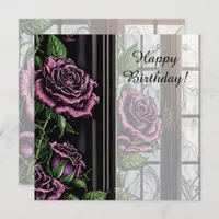 Purple roses by the window - gothic style birthday