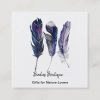 Boho Feathers Square Business Card