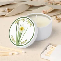 Daffodil Flower Botanical Art Personalized Mini Candle Favors