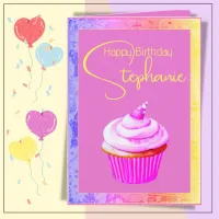 Cute Personalized Cupcake Birthday Card