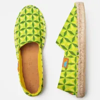 Shiny Light Green Stars Pattern with Lines, ZEA Espadrilles