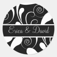 damask Wedding Monogram stickers